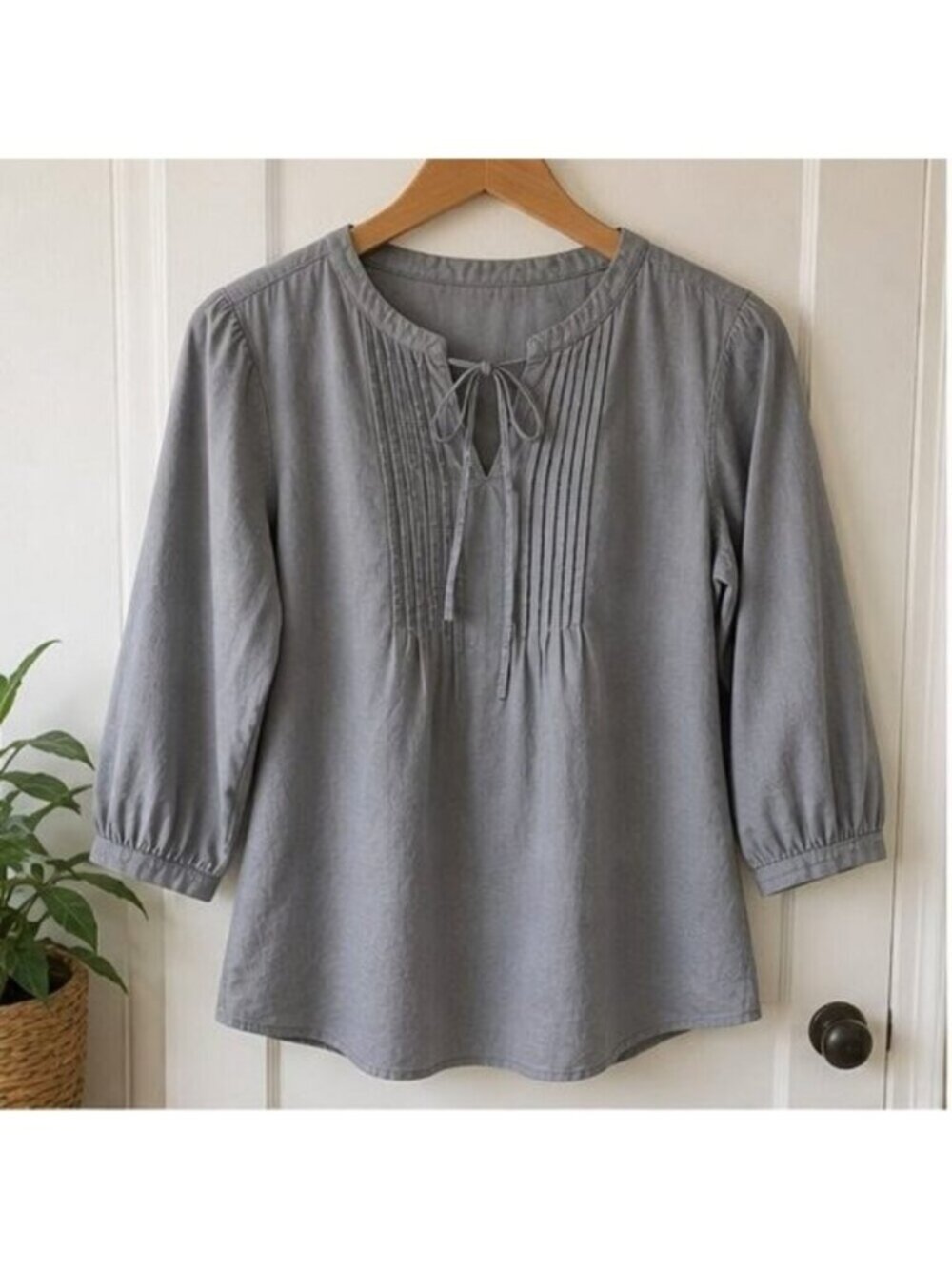 Gray Pleated Blouse